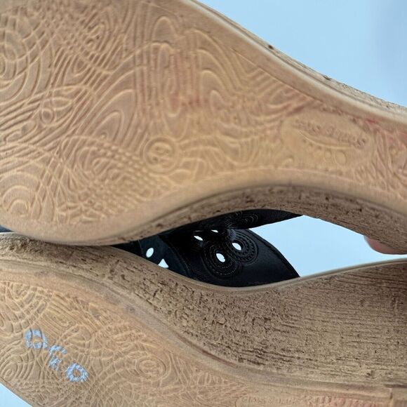 Spring Step Womens Topaz Sandal Women's Size 39 8 Black Leather Lasercut Slide - Picture 12 of 13